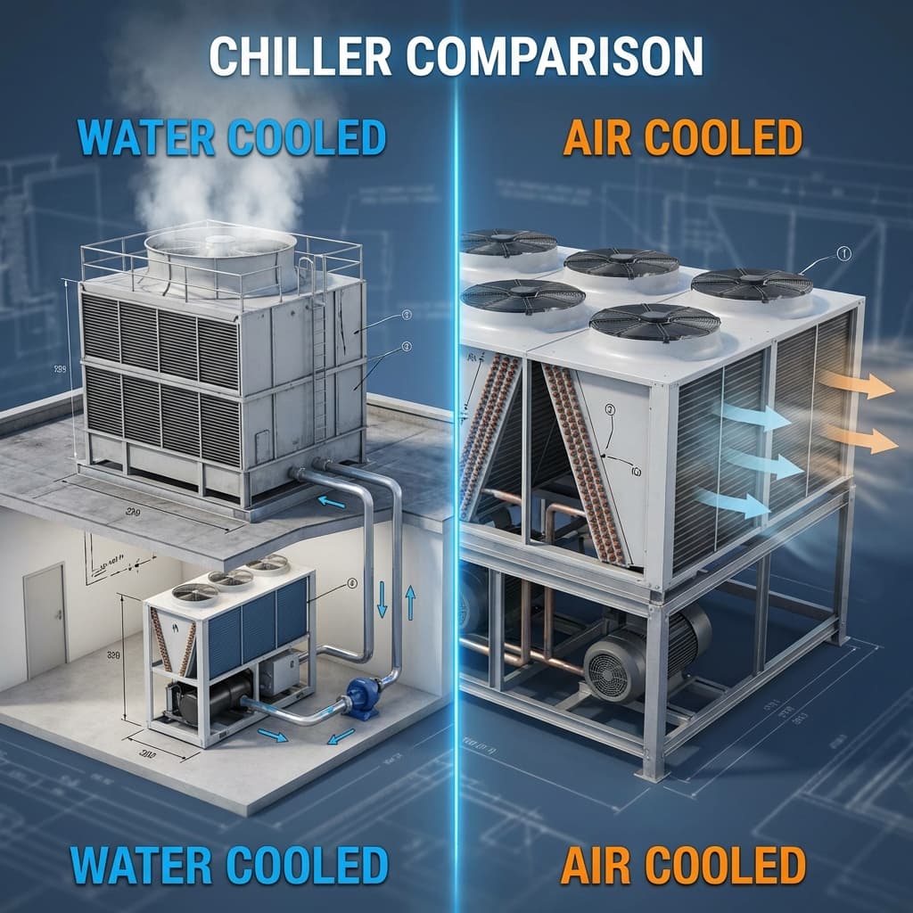 So sánh Chiller giải nhiệt nước vs giải nhiệt gió